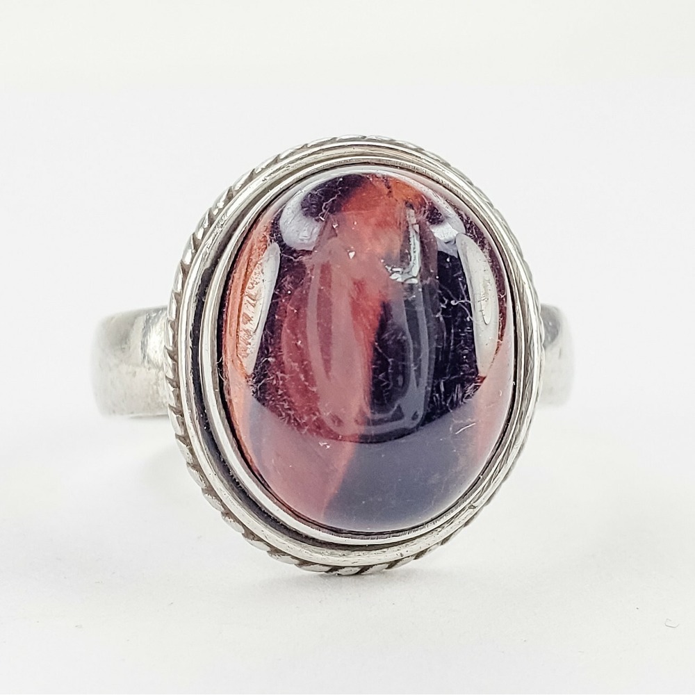 Vintage Ring Sterling Silver 925 Size 10.25 Red Southwestern Tigers Eye Ring